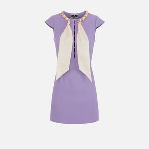 Chic Lilac Dress w/ Foulard Scarf